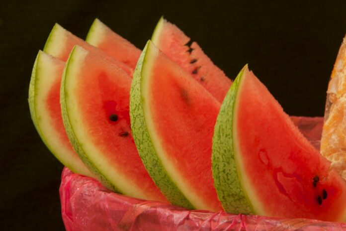 Photo by Jan Canty sliced watermelon on black plate